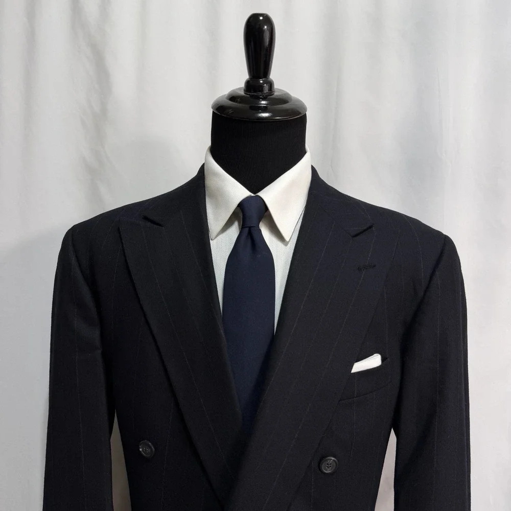 Polo University Club Ralph Lauren Double Breasted Chalk Stripe Blazer 46L Navy